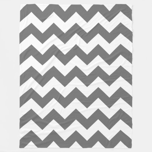 Weiß und Karkohle Zickzack Fleecedecke (Vorderseite)