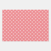 Weiß und Korallen Polka Dot Pastel Mix Geschenkpapier Set (Vorderseite)
