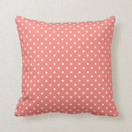 Weiß und Korallenrosa Polka-Punktmuster Kissen