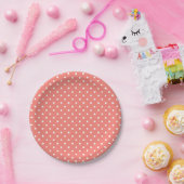 Weiß und Korallenrosa Polka-Punktmuster Pappteller (Party)