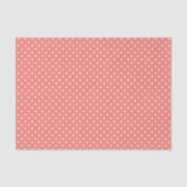 Weiß und Korallenrosa Polka-Punktmuster Seidenpapier (Vorderseite)