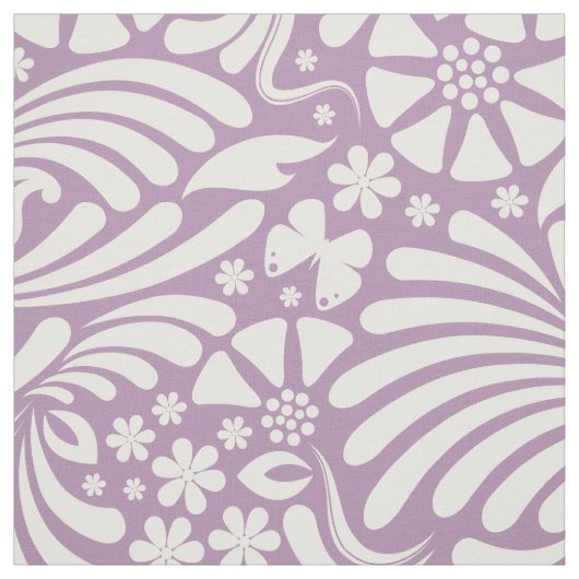 Weiß und Lavendel florales Barockmuster Stoff (Muster)