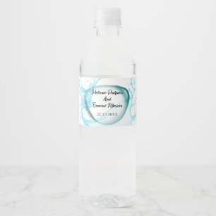 Weiß und leicht blau Elegante Minimalistische Hoch Wasserflaschenetikett