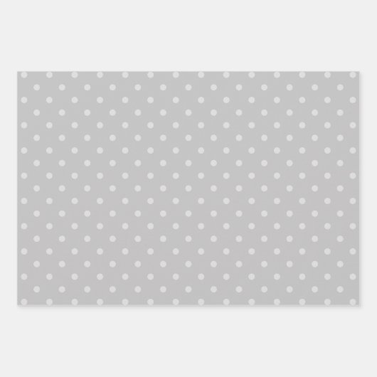Weiß und leicht graue Polka Dot Mix Geschenkpapier Set (Vorderseite 3)