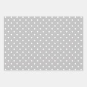 Weiß und leicht graue Polka Dot Mix Geschenkpapier Set (Vorderseite)