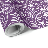 Weiß und lila marokkanisches geometrisches Muster Geschenkpapier (Rolleneckpunkt)