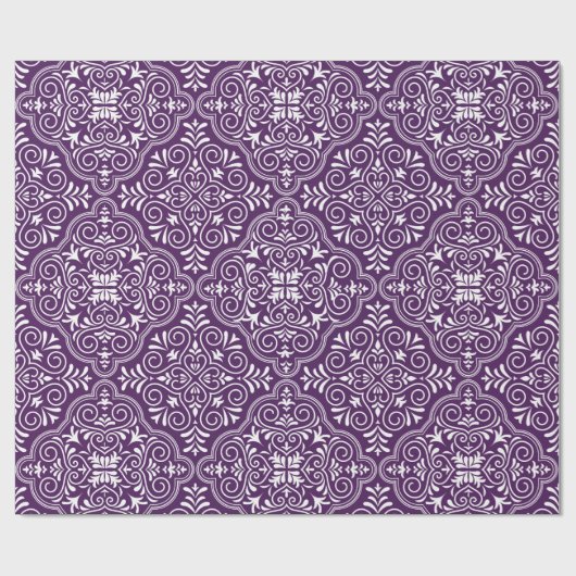 Weiß und lila marokkanisches geometrisches Muster Geschenkpapier (Flach)