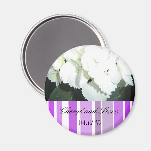 Weiß und Lila Save the Date Magnet (Vorderseite/Rückseite)