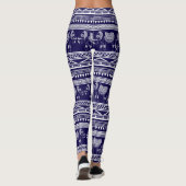 Weiß-und Marine-Blau-Elefant-Stammes- Muster Leggings (Rückseite)