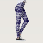 Weiß-und Marine-Blau-Elefant-Stammes- Muster Leggings (Rechts)