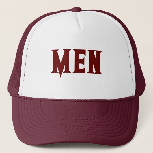Weiß und Maroon Farbe MEN BOY MEN Text Truckerkappe (Vorderseite)
