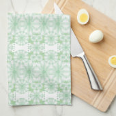 Weiß und mint grüne Blumenküche Handtuch (Viertel Falte)