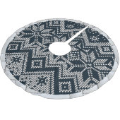 Weiß und Navy Blau gegossen Ugly Weihnachtssüßer Polyester Weihnachtsbaumdecke (Schrägansicht)