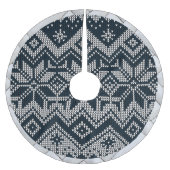 Weiß und Navy Blau gegossen Ugly Weihnachtssüßer Polyester Weihnachtsbaumdecke (Vorderseite)