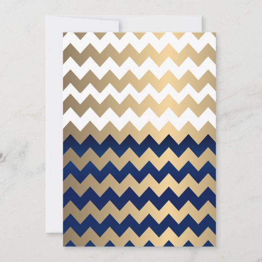 Weiß und Navy Blau mit Goldpunkten - Einladung (Rückseite)