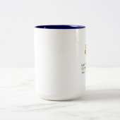 Weiß und Navy Blue Two Tone 15oz Tasse - Farblogo (Mittel)