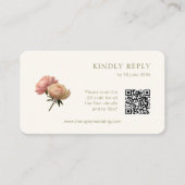 Weiß und Olive | Chic Rose Wedding RSVP QR Code Begleitkarte (Vorderseite)