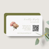 Weiß und Olive | Chic Rose Wedding RSVP QR Code Begleitkarte