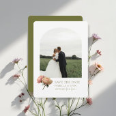 Weiß und Olive | Moderne Rose Save the Date Einladung