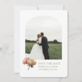 Weiß und Olive | Moderne Rose Save the Date Einladung (Vorderseite)