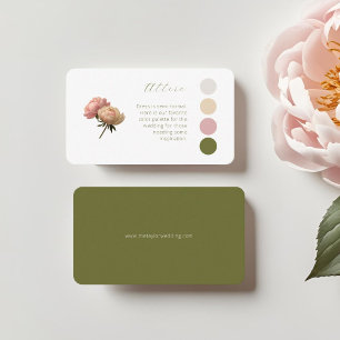 Weiß und Olive Rose Hochzeitskleid Code Begleitkarte