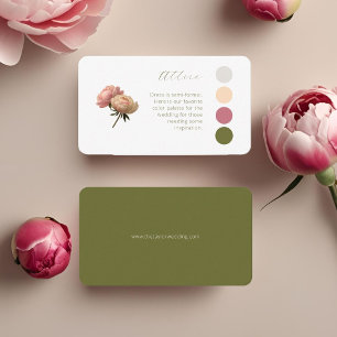 Weiß und Olive   Rose Hochzeitskleid Code Begleitkarte