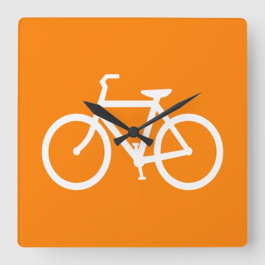 Weiß und Orange Bike Quadratische Wanduhr (Vorderseite)