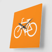 Weiß und Orange Bike Quadratische Wanduhr (Winkel)