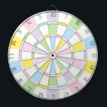 Weiß und Pastellfarben Dartscheibe<br><div class="desc">Weiß und Pastellfarben Dart Board Spiel inklusive 6 Messingdarbietungen</div>