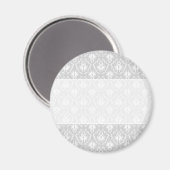 Weiß und Pastellgrau Damask Design. Magnet (Vorderseite/Rückseite)