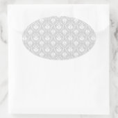 Weiß und Pastellgrau Damask Design. Ovaler Aufkleber (Tasche)