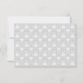 Weiß und Pastellgrau Damask Design. RSVP Karte (Rückseite)