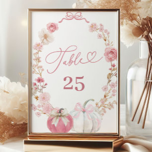 Weiß und Pink Kleine Kürbis Tischnummer