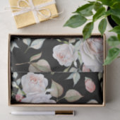 Weiß und rosa Aquarellfarben Rose Schwarzer Hinter Seidenpapier (Geschenk)