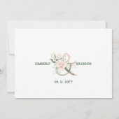 Weiß und rosa Blume Danke, Card Dankeskarte (Rückseite)