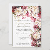 Weiß und rosa Elegante Frühlingsblumen Hochzeit Einladung (Vorderseite)