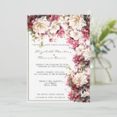 Weiß und rosa Elegante Frühlingsblumen Hochzeit Einladung (Stehend Vorderseite)