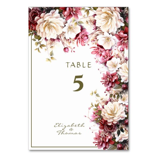 Weiß und rosa Elegante Frühlingsblumen Hochzeit Tischnummer (Rückseite)