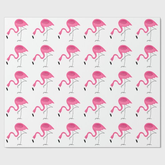 Weiß und rosa Flamingos Muster Geschenkpapier (Flach)