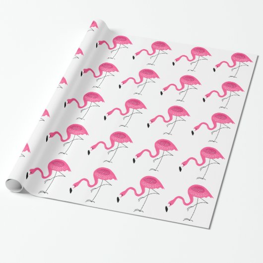Weiß und rosa Flamingos Muster Geschenkpapier (Ungerollt)