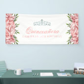 Weiß und Rosa Floral Quinceanera Banner (Messe)