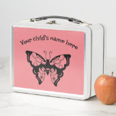 Weiß und rosa Fügen Sie Ihrem Kind den Namen Lunch Metall Brotdose (Beispiel)