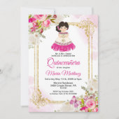 Weiß und rosa Kleid Mexican Girl Quinceanera 1 Einladung (Vorderseite)