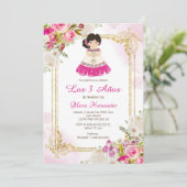 Weiß und rosa Kleid Mexikanisches Mädchen Dritter Einladung (Stehend Vorderseite)