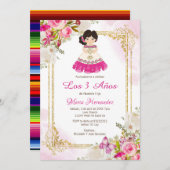 Weiß und rosa Kleid Mexikanisches Mädchen Dritter  Einladung (Vorne/Hinten)