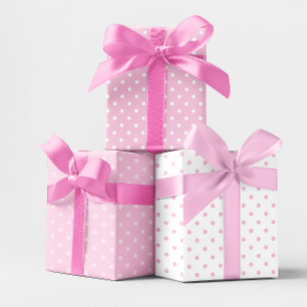 Weiß und rosa Pastellfarben Polka Dot Mix Geschenkpapier Set