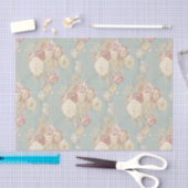 Weiß und rosa Rose auf blauem Hintergrund Seidenpapier (Handwerk)