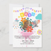Weiß und rosa Wasserfarbe Minima Klassische Babydu Einladung (Vorderseite)