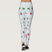 Weiß und Rose 2x2 Blumenmuster Flitterwochen Stil Leggings (Rückseite)