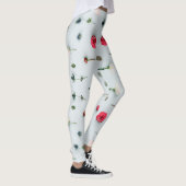 Weiß und Rose 2x2 Blumenmuster Flitterwochen Stil Leggings (Rechts)